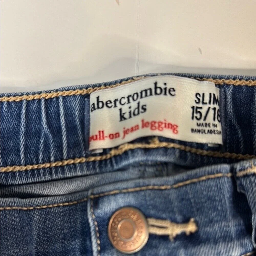 Abercrombie Kids Girls' Blue Pull-on Striped‎ Jean Leggings size 15/16 slim